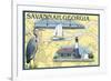 Savannah, Georgia - Nautical Chart-Lantern Press-Framed Art Print