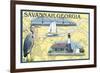 Savannah, Georgia - Nautical Chart-Lantern Press-Framed Art Print