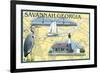 Savannah, Georgia - Nautical Chart-Lantern Press-Framed Art Print