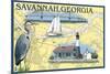 Savannah, Georgia - Nautical Chart-Lantern Press-Mounted Art Print