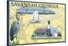 Savannah, Georgia - Nautical Chart-Lantern Press-Stretched Canvas
