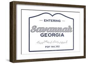 Savannah, Georgia - Now Entering (Blue)-Lantern Press-Framed Art Print