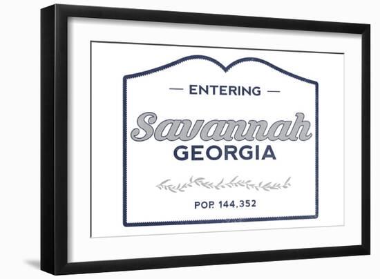 Savannah, Georgia - Now Entering (Blue)-Lantern Press-Framed Art Print