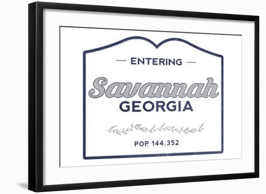 Savannah, Georgia - Now Entering (Blue)-Lantern Press-Framed Art Print