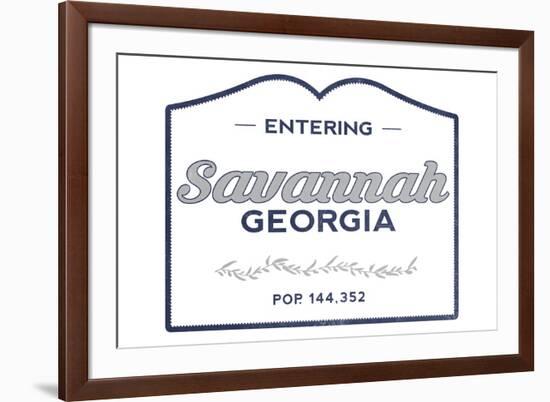 Savannah, Georgia - Now Entering (Blue)-Lantern Press-Framed Premium Giclee Print