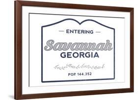 Savannah, Georgia - Now Entering (Blue)-Lantern Press-Framed Premium Giclee Print