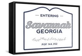 Savannah, Georgia - Now Entering (Blue)-Lantern Press-Framed Stretched Canvas