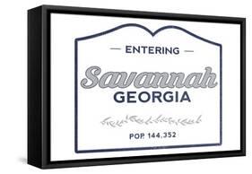 Savannah, Georgia - Now Entering (Blue)-Lantern Press-Framed Stretched Canvas