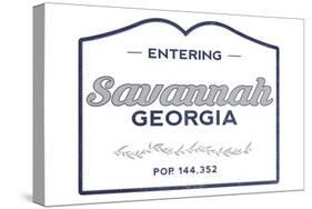 Savannah, Georgia - Now Entering (Blue)-Lantern Press-Stretched Canvas
