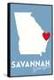 Savannah, Georgia - State Outline and Heart-Lantern Press-Framed Stretched Canvas