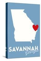 Savannah, Georgia - State Outline and Heart-Lantern Press-Stretched Canvas