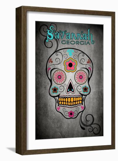 Savannah, Georgia - Sugar Skull-Lantern Press-Framed Art Print