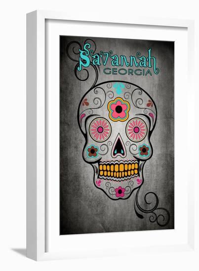 Savannah, Georgia - Sugar Skull-Lantern Press-Framed Art Print