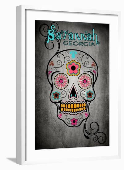 Savannah, Georgia - Sugar Skull-Lantern Press-Framed Art Print