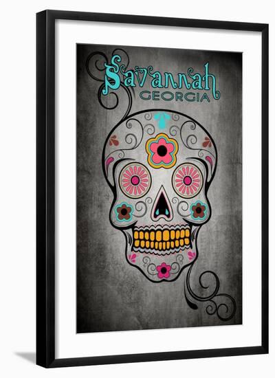 Savannah, Georgia - Sugar Skull-Lantern Press-Framed Art Print