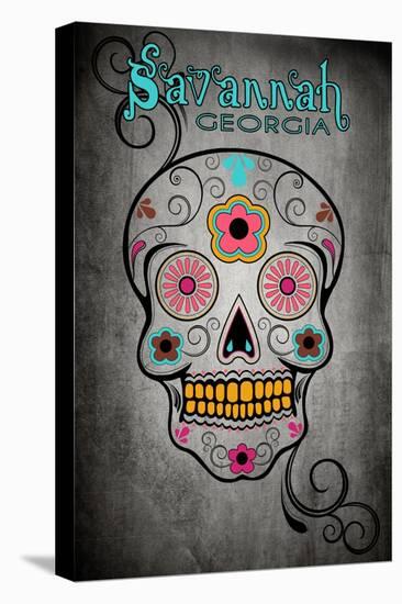 Savannah, Georgia - Sugar Skull-Lantern Press-Stretched Canvas