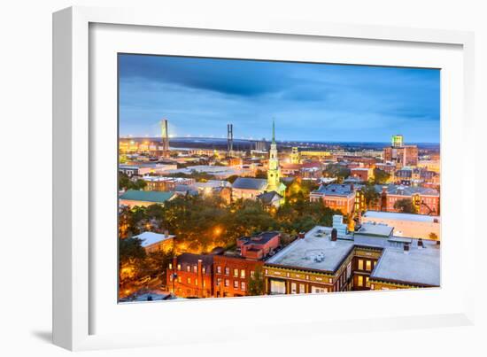 Savannah, Georgia, USA Downtown Skyline at Night.-SeanPavonePhoto-Framed Photographic Print