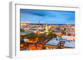 Savannah, Georgia, USA Downtown Skyline at Night.-SeanPavonePhoto-Framed Photographic Print