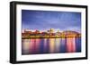 Savannah, Georgia, USA Downtown Skyline at the Riverfront at Dusk.-SeanPavonePhoto-Framed Photographic Print