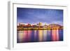 Savannah, Georgia, USA Downtown Skyline at the Riverfront at Dusk.-SeanPavonePhoto-Framed Photographic Print