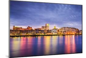 Savannah, Georgia, USA Downtown Skyline at the Riverfront at Dusk.-SeanPavonePhoto-Mounted Photographic Print