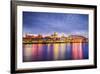 Savannah, Georgia, USA Downtown Skyline at the Riverfront at Dusk.-SeanPavonePhoto-Framed Photographic Print
