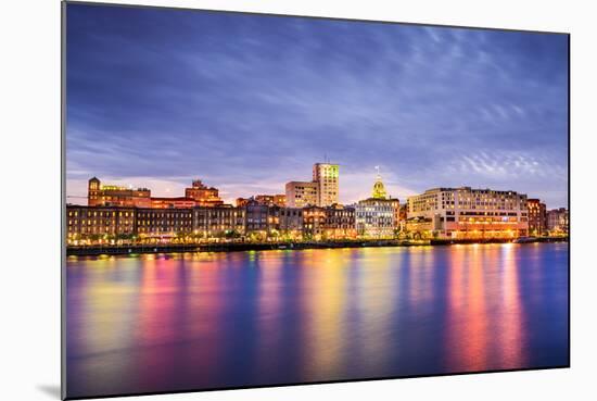 Savannah, Georgia, USA Downtown Skyline at the Riverfront at Dusk.-SeanPavonePhoto-Mounted Photographic Print