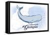 Savannah, Georgia - Whale - Blue - Coastal Icon-Lantern Press-Framed Stretched Canvas
