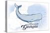 Savannah, Georgia - Whale - Blue - Coastal Icon-Lantern Press-Stretched Canvas