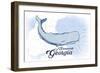 Savannah, Georgia - Whale - Blue - Coastal Icon-Lantern Press-Framed Art Print