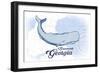 Savannah, Georgia - Whale - Blue - Coastal Icon-Lantern Press-Framed Art Print