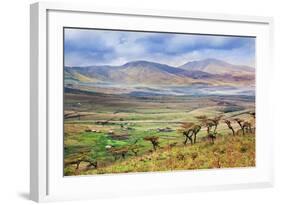 Savannah Landscape in Tanzania, Africa. Maasai Houses in the Valley-Michal Bednarek-Framed Photographic Print