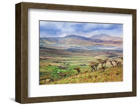 Savannah Landscape in Tanzania, Africa. Maasai Houses in the Valley-Michal Bednarek-Framed Photographic Print