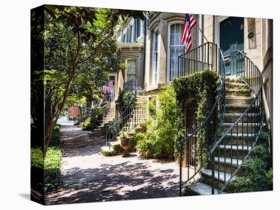 Savannah Street with Traditional House Entrances, Georgia-George Oze-Stretched Canvas