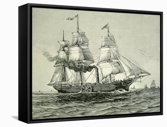 Savannah, the First Steamship to Cross the Atlantic, 1819-null-Framed Stretched Canvas