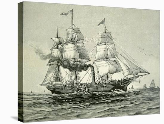 Savannah, the First Steamship to Cross the Atlantic, 1819-null-Stretched Canvas