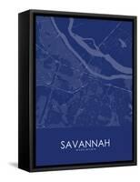 Savannah, United States of America Blue Map-null-Framed Stretched Canvas
