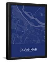 Savannah, United States of America Blue Map-null-Framed Poster