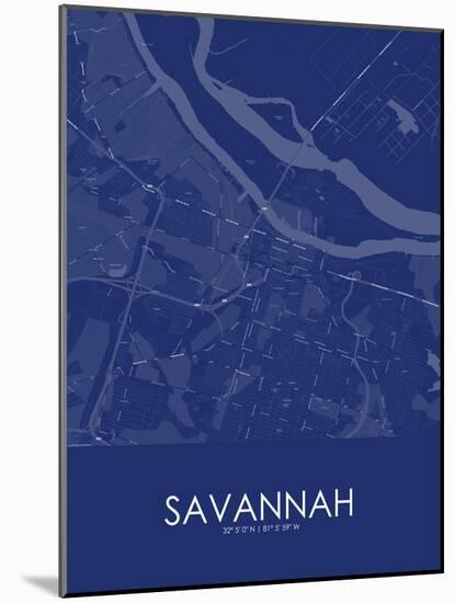 Savannah, United States of America Blue Map-null-Mounted Poster