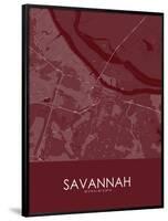 Savannah, United States of America Red Map-null-Framed Poster