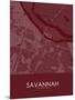 Savannah, United States of America Red Map-null-Mounted Poster