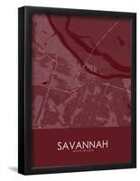 Savannah, United States of America Red Map-null-Framed Poster