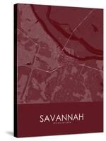 Savannah, United States of America Red Map-null-Stretched Canvas