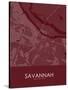 Savannah, United States of America Red Map-null-Stretched Canvas