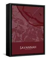 Savannah, United States of America Red Map-null-Framed Stretched Canvas