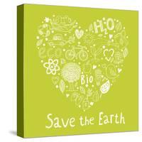 Save the Earth. Concept Ecology Wallpaper Made of Environment Symbols in Vector-smilewithjul-Stretched Canvas
