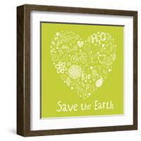 Save the Earth. Concept Ecology Wallpaper Made of Environment Symbols in Vector-smilewithjul-Framed Art Print