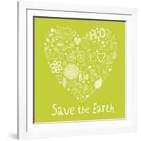 Save the Earth. Concept Ecology Wallpaper Made of Environment Symbols in Vector-smilewithjul-Framed Art Print