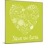 Save the Earth. Concept Ecology Wallpaper Made of Environment Symbols in Vector-smilewithjul-Mounted Art Print