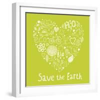 Save the Earth. Concept Ecology Wallpaper Made of Environment Symbols in Vector-smilewithjul-Framed Art Print